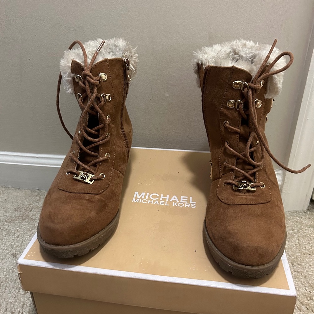 MK Tan Winter Boots